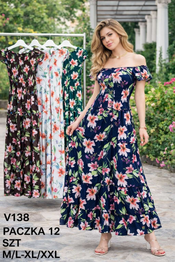 Sukienki damskie Roz M-2XL,  Mix Kolor .Paczka 12 szt 1